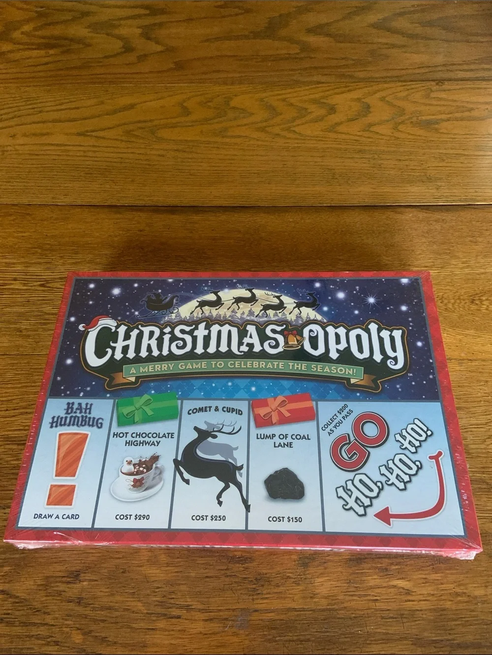 Christmas-opoly Board Game - Holiday Family Puzzle Game (Red, Blue)